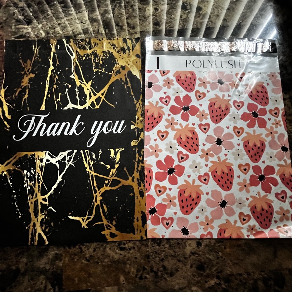 New Thank You Black Marble & Strawberry Blossom PolyMailers (Bundle of 20 pcs)